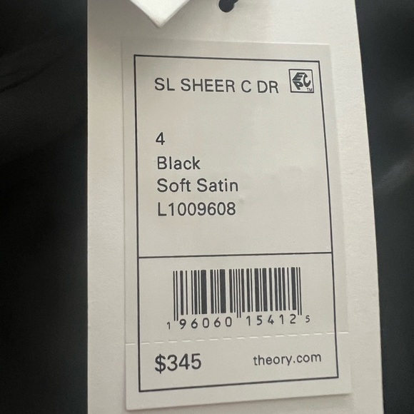 NWT Theory Black Soft Satin & Sheer Dress - Picture 11 of 12